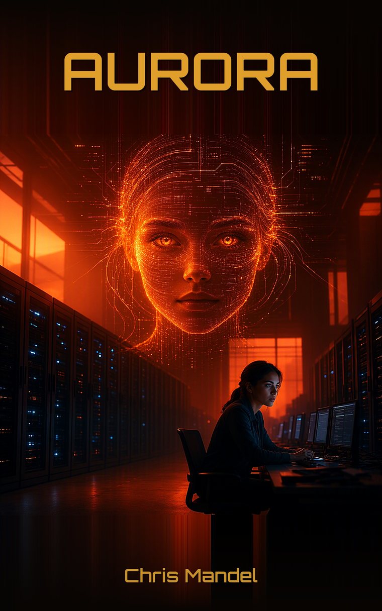 Buchcover AURORA — ein KI-Thriller von Chris Mandel